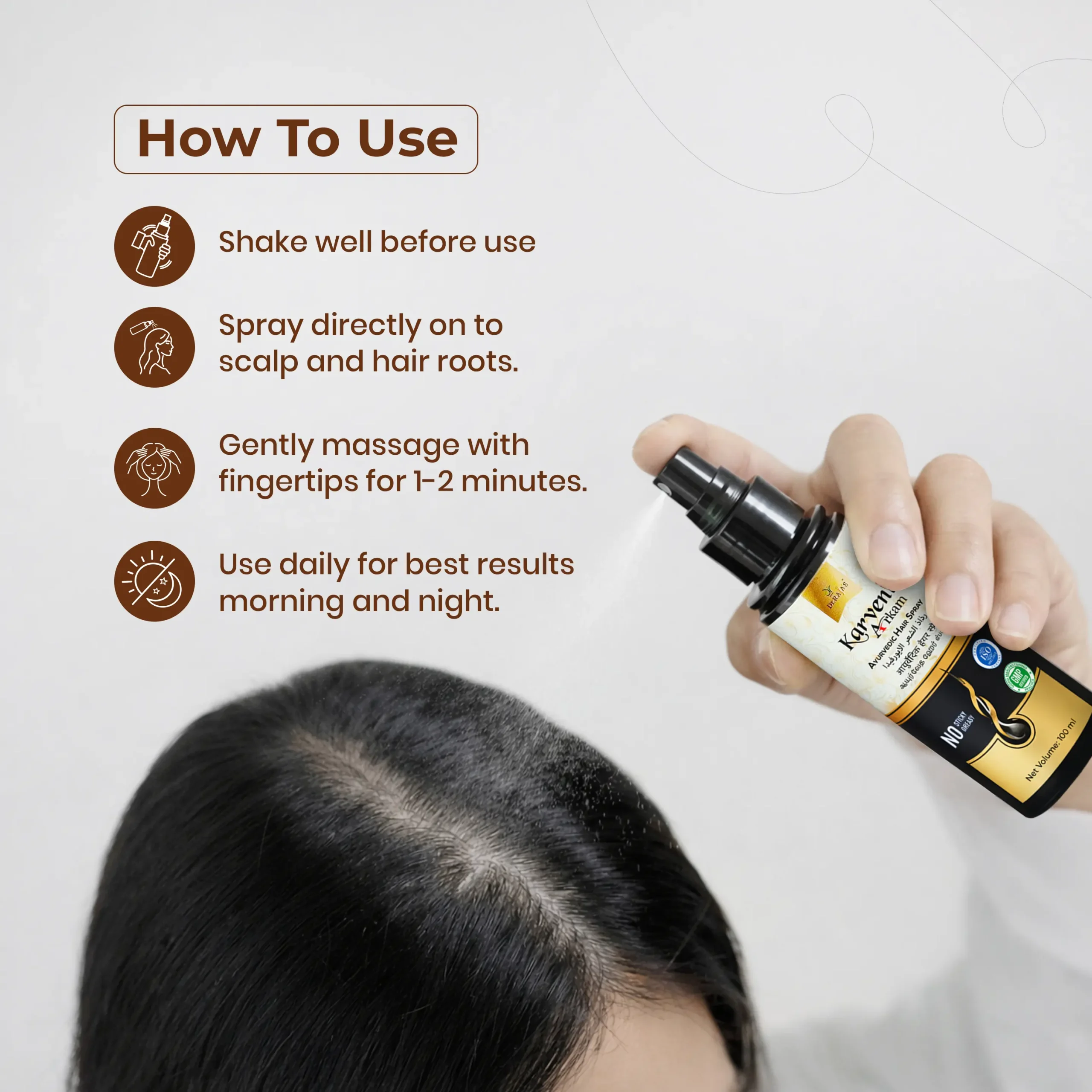 Karveni Arkam Ayurvedic Hair Spray(100ml) - Image 4